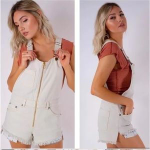 FREE PEOPLE Size 4 Sunkissed Shortall Off White NEW $108